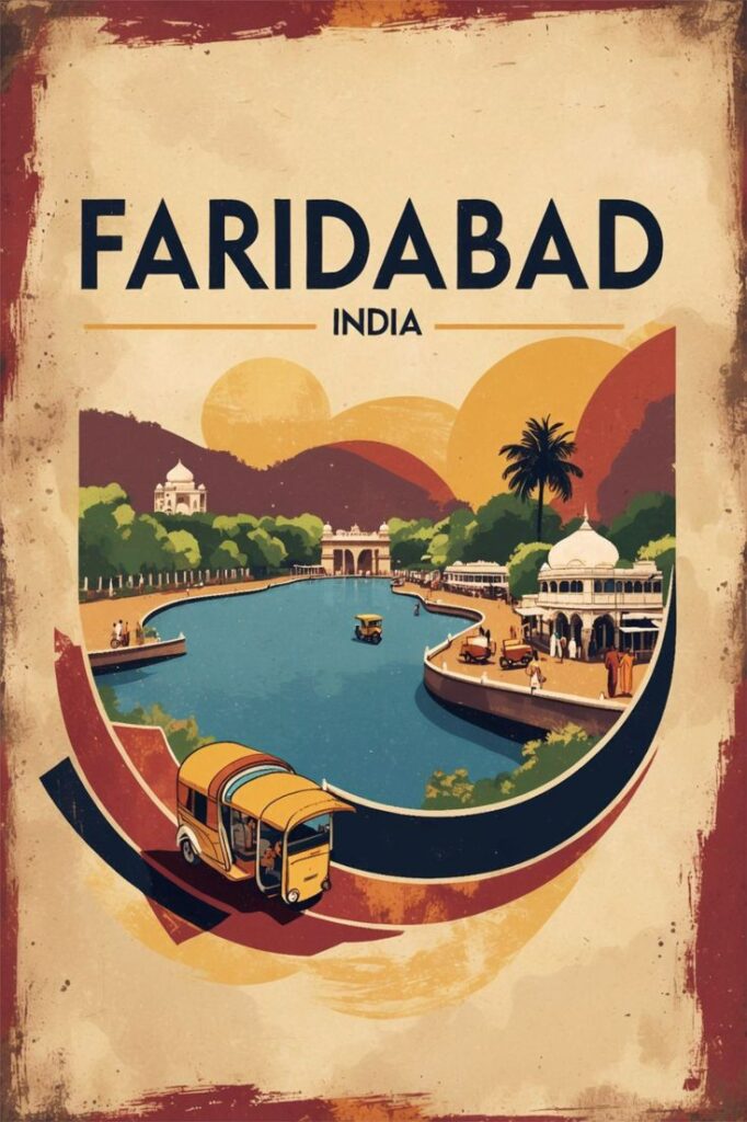 Faridabad India Vintage Travel Tourism Poster
